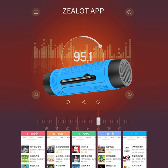 ZEALOT A2 Altavoz Bluetooth inalámbrico de graves multifuncional, micrófono incorporado, compatible con llamadas Bluetooth, tarjeta AUX, TF y luces LED