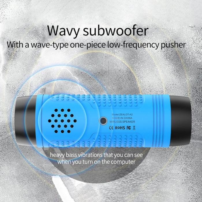 ZEALOT A2 Altavoz Bluetooth inalámbrico de graves multifuncional, micrófono incorporado, compatible con llamadas Bluetooth, tarjeta AUX, TF y luces LED
