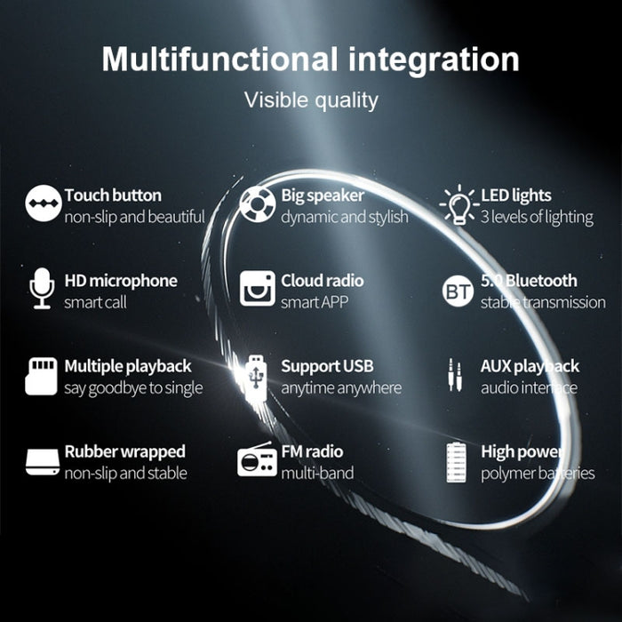 ZEALOT A2 Altavoz Bluetooth inalámbrico de graves multifuncional, micrófono incorporado, compatible con llamadas Bluetooth, tarjeta AUX, TF y luces LED