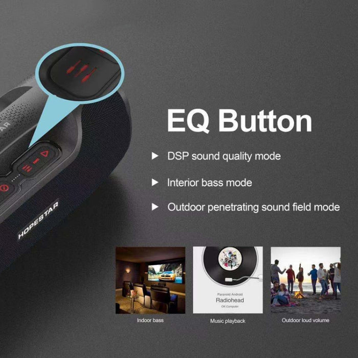 Altavoz Bluetooth portátil para exteriores HOPESTAR A6X TWS con luces musicales coloridas, soporte para banco de energía, llamadas manos libres, disco U, tarjeta TF y AUX de 3,5 mm
