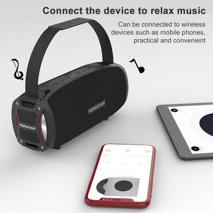HOPESTAR H24 Pro TWS Altavoz Bluetooth portátil con textura tejida impermeable para exteriores con luz rítmica, compatible con llamadas manos libres, disco U, tarjeta TF y AUX y FM de 3,5 mm