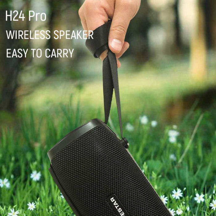 HOPESTAR H24 Pro TWS Altavoz Bluetooth portátil con textura tejida impermeable para exteriores con luz rítmica, compatible con llamadas manos libres, disco U, tarjeta TF y AUX y FM de 3,5 mm