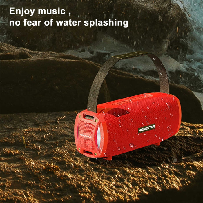 HOPESTAR H24 Pro TWS Altavoz Bluetooth portátil con textura tejida impermeable para exteriores con luz rítmica, compatible con llamadas manos libres, disco U, tarjeta TF y AUX y FM de 3,5 mm
