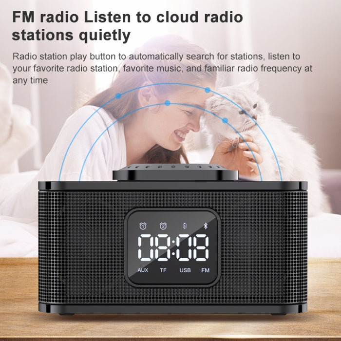 Wei Y332 Altavoz Bluetooth 5.0 con carga inalámbrica, compatible con llamadas de voz manos libres