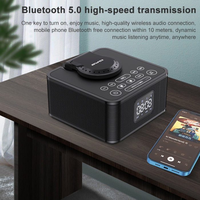 Wei Y332 Altavoz Bluetooth 5.0 con carga inalámbrica, compatible con llamadas de voz manos libres