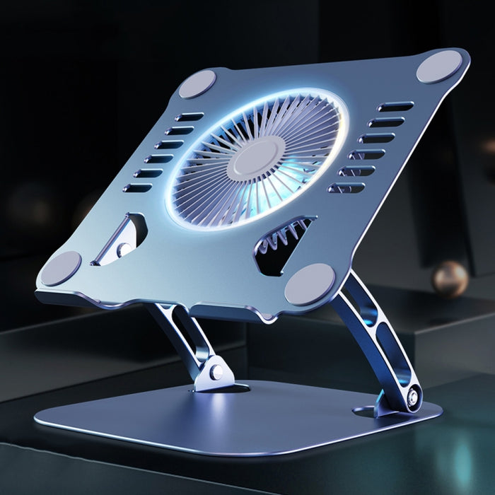 R-JUST HZ22 Ventilador de escritorio de doble propósito Soporte para computadora portátil de aleación de aluminio con luz