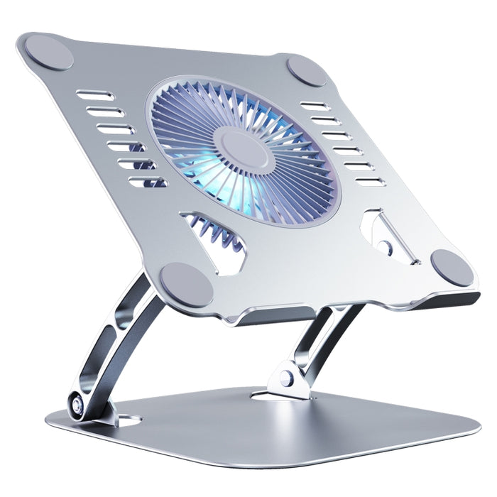 R-JUST HZ22 Ventilador de escritorio de doble propósito Soporte para computadora portátil de aleación de aluminio con luz