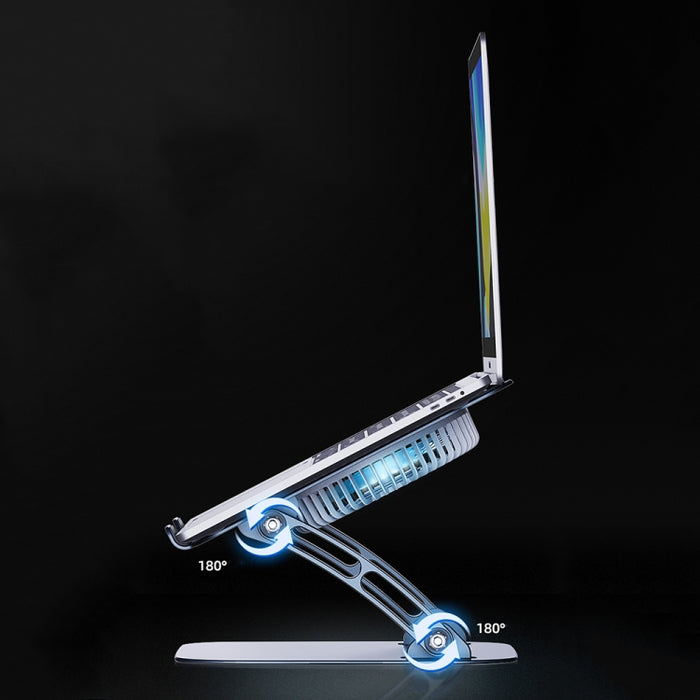 R-JUST HZ22 Ventilador de escritorio de doble propósito Soporte para computadora portátil de aleación de aluminio con luz