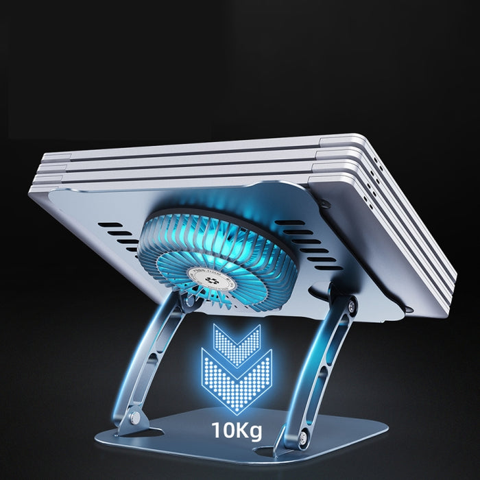 R-JUST HZ22 Ventilador de escritorio de doble propósito Soporte para computadora portátil de aleación de aluminio con luz