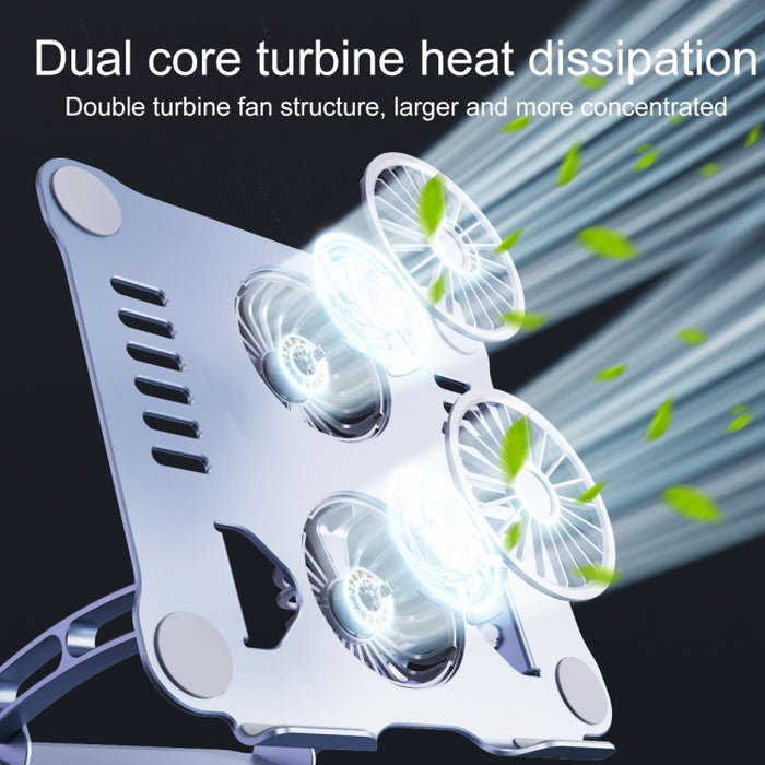 R- JUST HZ13-1 Soporte de ventilador para computadora portátil de aleación de aluminio multiángulo plegable giratorio