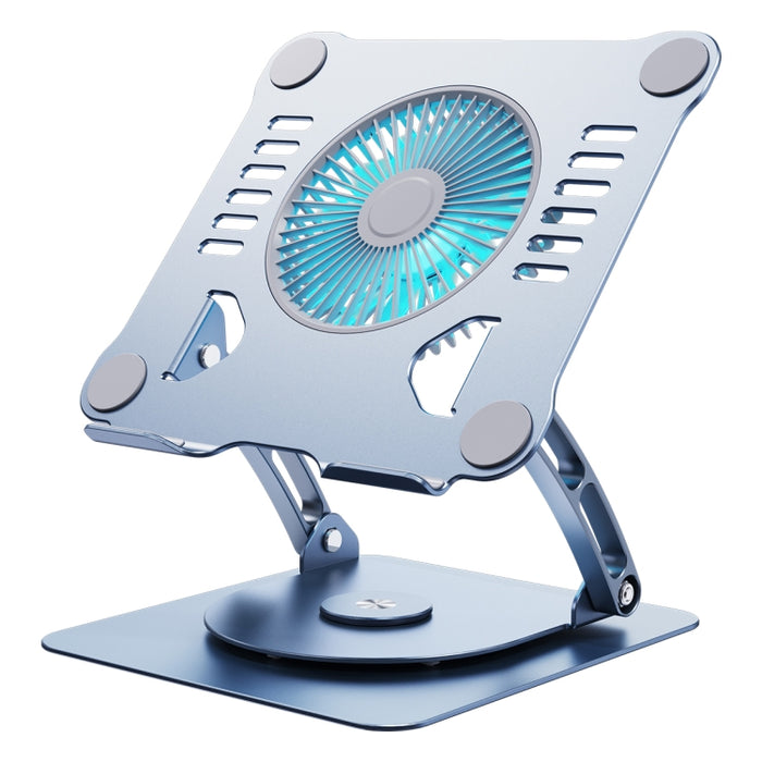 R- JUST HZ22-1 Soporte giratorio para computadora portátil de aleación de aluminio con ventilador de escritorio de doble propósito