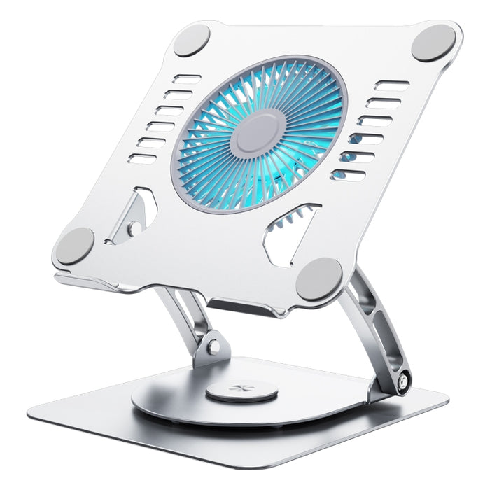 R- JUST HZ22-1 Soporte giratorio para computadora portátil de aleación de aluminio con ventilador de escritorio de doble propósito