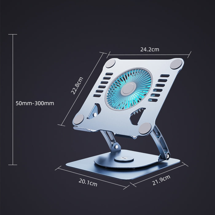R- JUST HZ22-1 Soporte giratorio para computadora portátil de aleación de aluminio con ventilador de escritorio de doble propósito