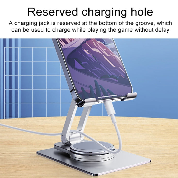 R-JUST HZ26 Soporte para teléfono plegable de aleación de aluminio giratorio de 360 grados