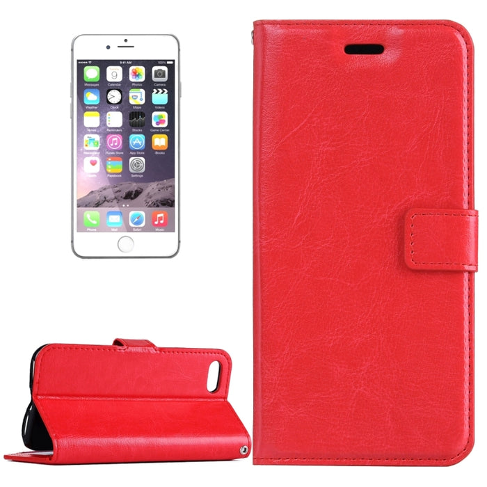 Para iPhone 8 y 7 Funda de cuero con tapa horizontal con textura Crazy Horse con hebilla magnética, soporte, ranuras para tarjetas, billetera y marco de fotos