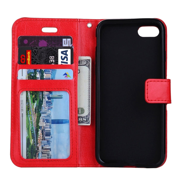 Para iPhone 8 y 7 Funda de cuero con tapa horizontal con textura Crazy Horse con hebilla magnética, soporte, ranuras para tarjetas, billetera y marco de fotos