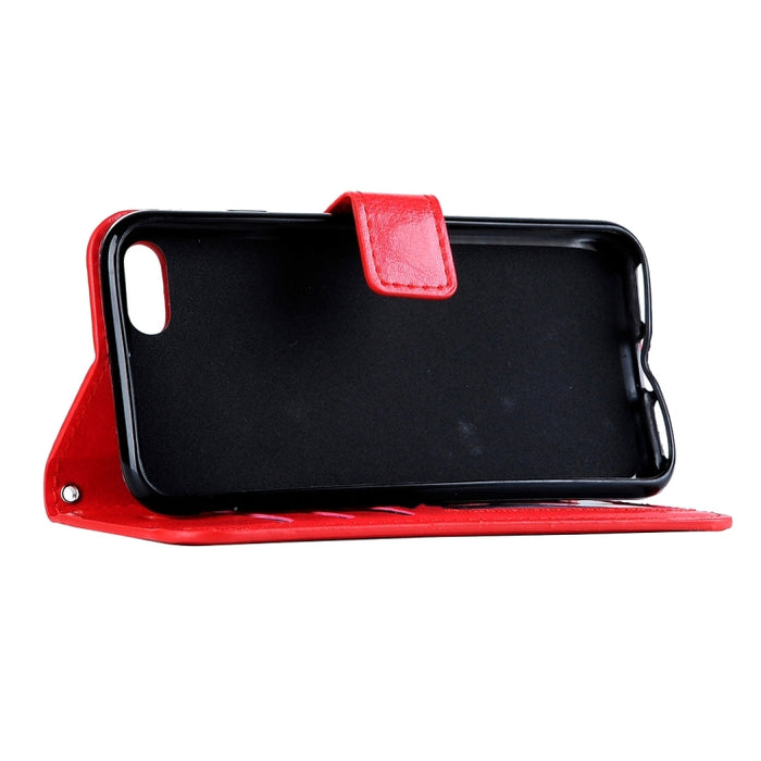 Para iPhone 8 y 7 Funda de cuero con tapa horizontal con textura Crazy Horse con hebilla magnética, soporte, ranuras para tarjetas, billetera y marco de fotos