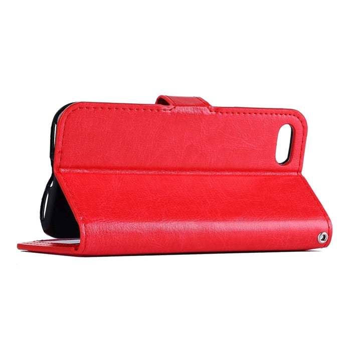 Para iPhone 8 y 7 Funda de cuero con tapa horizontal con textura Crazy Horse con hebilla magnética, soporte, ranuras para tarjetas, billetera y marco de fotos
