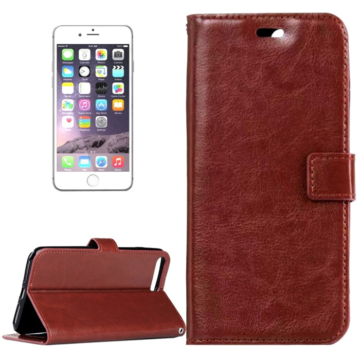 Para iPhone 8 y 7 Funda de cuero con tapa horizontal con textura Crazy Horse con hebilla magnética, soporte, ranuras para tarjetas, billetera y marco de fotos