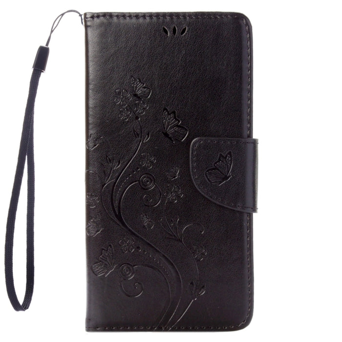 Para iPhone 8 y 7 Funda de cuero con tapa horizontal con flores prensadas con soporte, ranuras para tarjetas y billetera