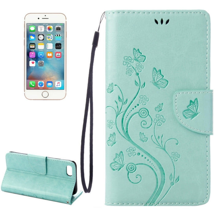 Para iPhone 8 y 7 Funda de cuero con tapa horizontal con flores prensadas con soporte, ranuras para tarjetas y billetera