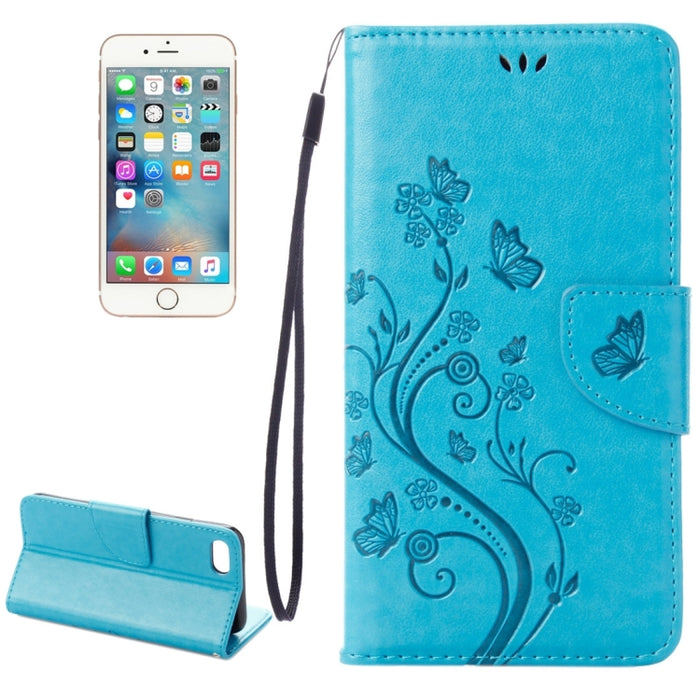 Para iPhone 8 y 7 Funda de cuero con tapa horizontal con flores prensadas con soporte, ranuras para tarjetas y billetera