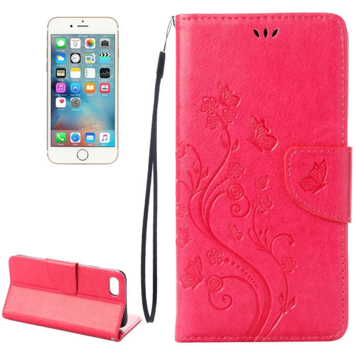 Para iPhone 8 y 7 Funda de cuero con tapa horizontal con flores prensadas con soporte, ranuras para tarjetas y billetera