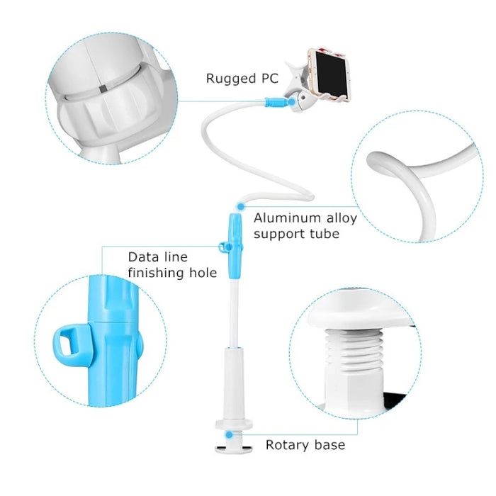 UBN-46 Soporte para teléfono móvil con soporte de noche para escritorio, giratorio y desmontable, versión normal, altura: 90 cm