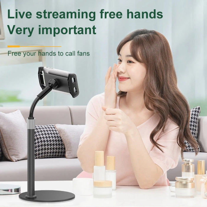 ZM17 Soporte giratorio retráctil para teléfono de escritorio para selfies al aire libre para teléfonos móviles/tabletas de 4,6-7,8 pulgadas