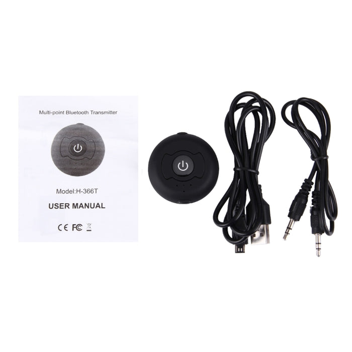 Transmisor de audio Bluetooth 4.0 multipunto portátil H366T para iPhone, Samsung, HTC, Sony, Google, Huawei, Xiaomi y otros teléfonos inteligentes