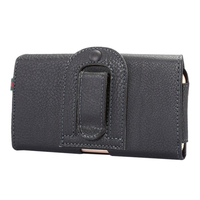 Funda / riñonera universal de cuero PU con textura de litchi vertical con tapa vertical y férula trasera y ranuras para tarjetas y cordón de 15 cm para iPhone 8, 7, 6s y 6, Galaxy SIV y SIII, Xiaomi Redmi 3 y 3X, tamaño: 14,3 x 7,5 x 1,5 cm