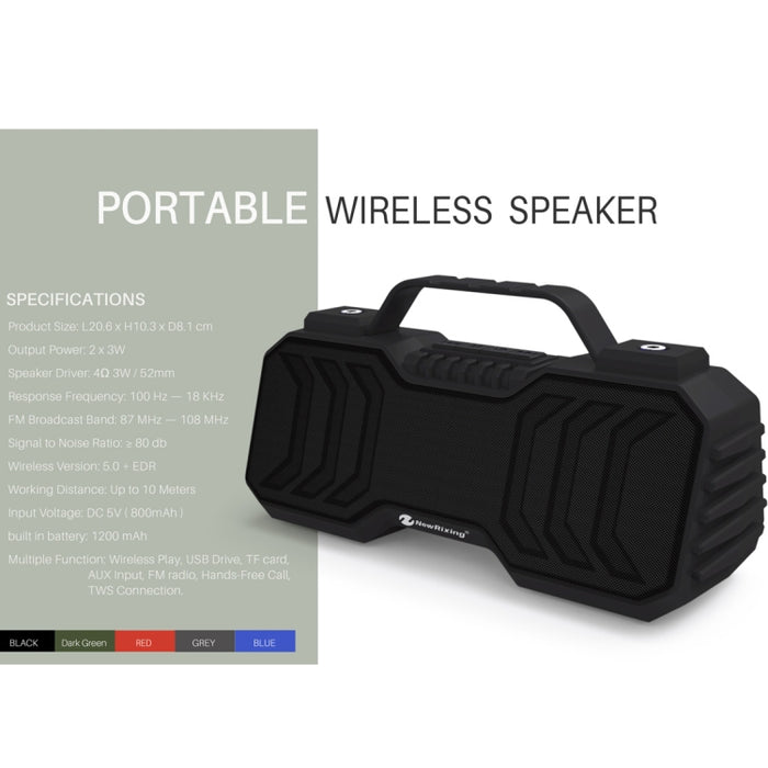 Altavoz estéreo Bluetooth inalámbrico portátil NewRixing NR-2029 compatible con función TWS