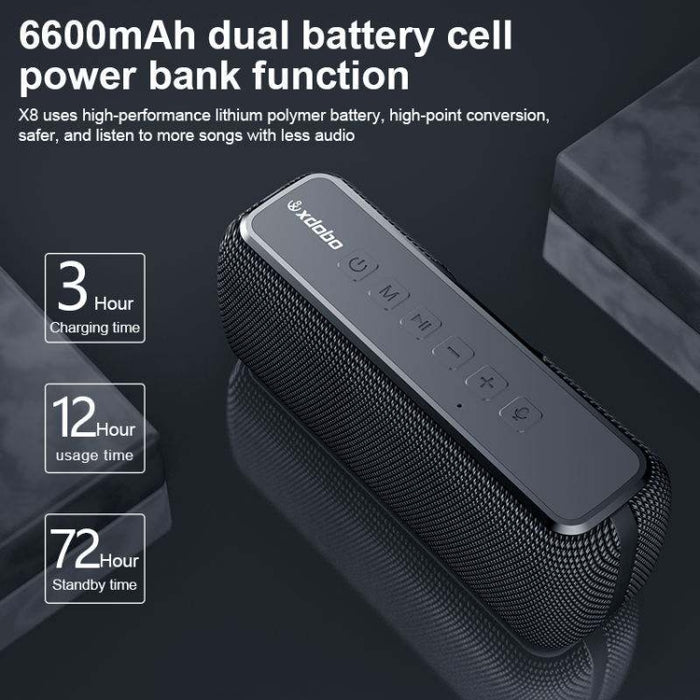 XDOBO X8 60W Altavoz Bluetooth inalámbrico Subwoofer para exteriores Compatible con tarjeta TWS y TF, X8