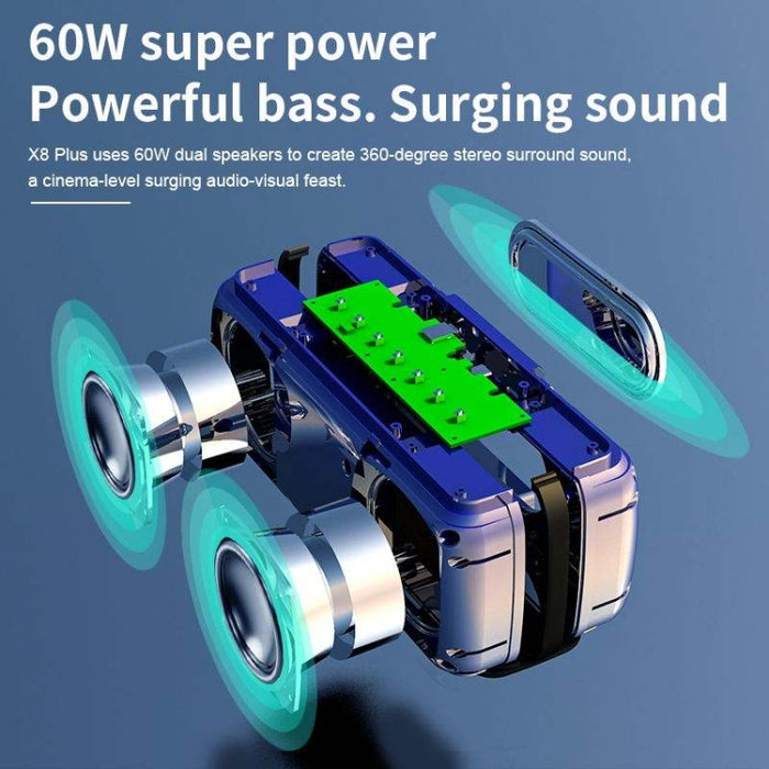 XDOBO X8 60W Altavoz Bluetooth inalámbrico Subwoofer para exteriores Compatible con tarjeta TWS y TF, X8