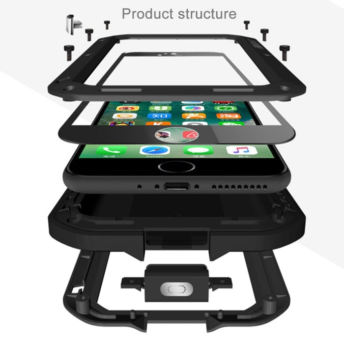 LOVE MEI para iPhone 7 Funda protectora de metal antideslizante profesional y potente a prueba de polvo y golpes