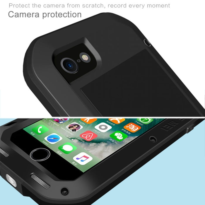 LOVE MEI para iPhone 7 Funda protectora de metal antideslizante profesional y potente a prueba de polvo y golpes