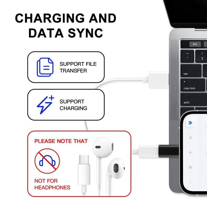 ENKAY Hat-Prince HC-6 Mini ABS USB-C / Type-C Adaptador de conector de puerto de 3.1 a 8 pines (blanco)