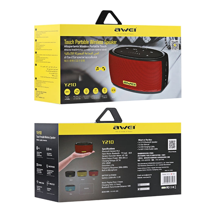 Wei Y210 Altavoz Bluetooth inalámbrico portátil V4.2 con graves mejorados, compatible con tarjeta NFC/TF/AUX
