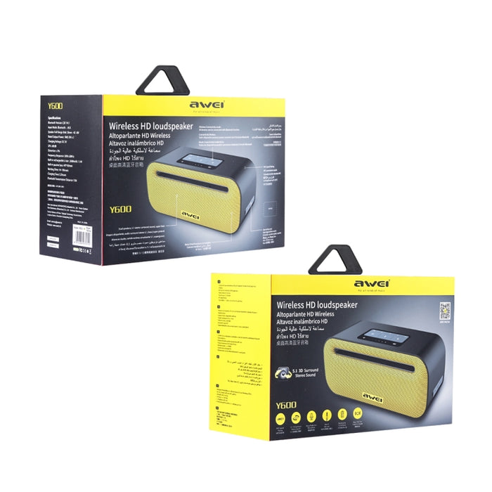 Altavoz Bluetooth inalámbrico Wei Y600 con estéreo 3D, micrófono incorporado, compatible con tarjeta TF/AUX/NFC