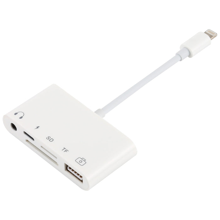 5 en 1 8 pines a HUB USB y USB-C / Type-C y auriculares de 3,5 mm y lector de tarjetas SD y TF