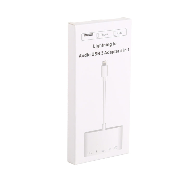 5 en 1 8 pines a HUB USB y USB-C / Type-C y auriculares de 3,5 mm y lector de tarjetas SD y TF