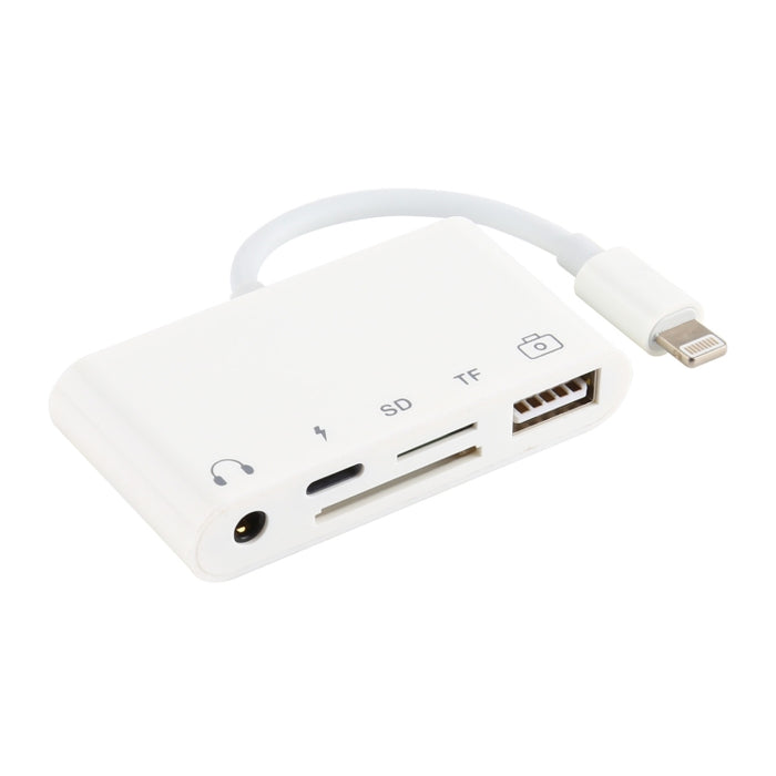 5 en 1 8 pines a HUB USB y USB-C / Type-C y auriculares de 3,5 mm y lector de tarjetas SD y TF