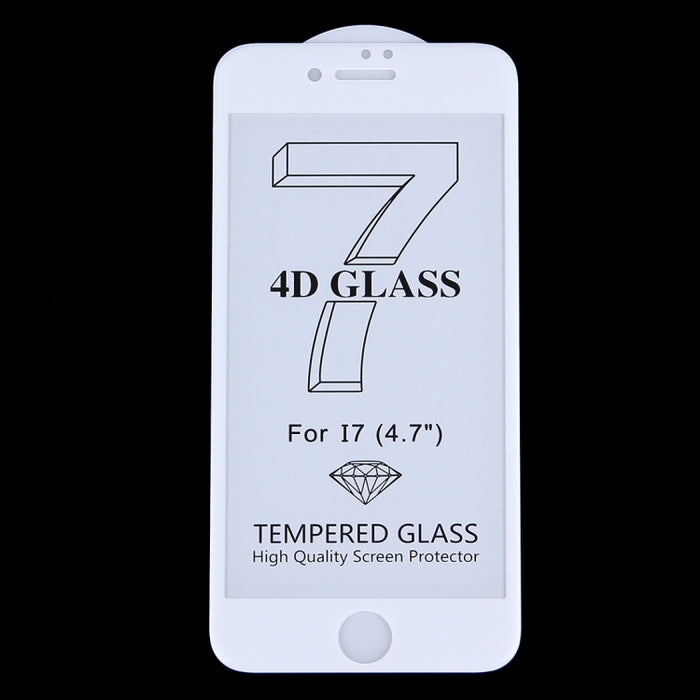 Para iPhone 7 0,3 mm 9H Dureza superficial 4D Borde curvo Protector de pantalla de vidrio templado de pantalla completa