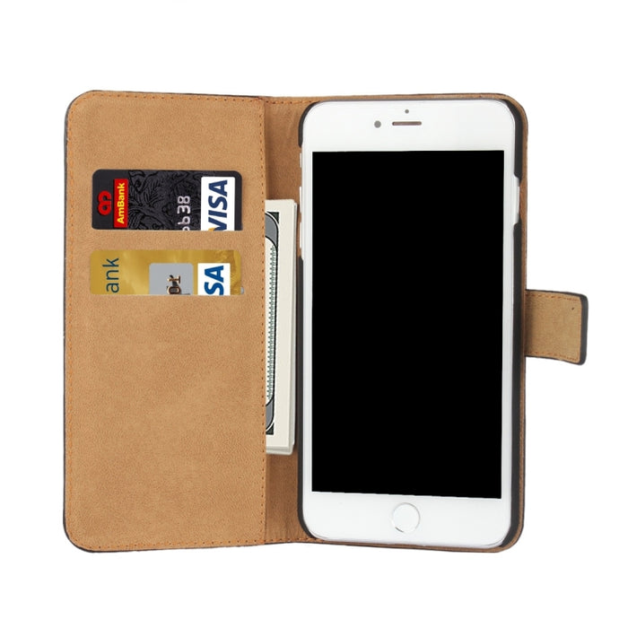Para iPhone 8 y 7 Funda de cuero con tapa horizontal dividida genuina con soporte, ranuras para tarjetas y billetera