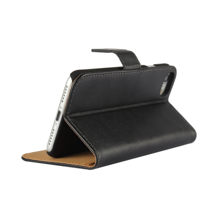 Para iPhone 8 y 7 Funda de cuero con tapa horizontal dividida genuina con soporte, ranuras para tarjetas y billetera