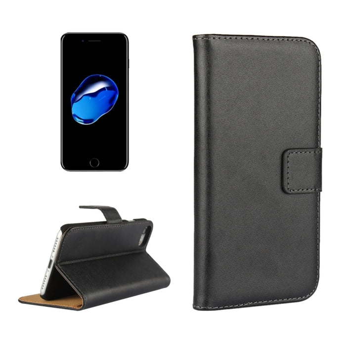 Para iPhone 8 y 7 Funda de cuero con tapa horizontal dividida genuina con soporte, ranuras para tarjetas y billetera