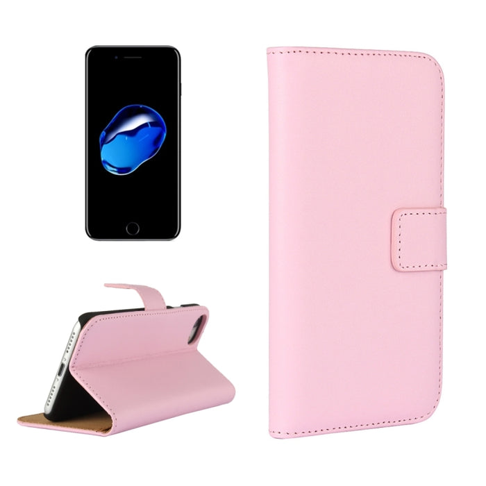 Para iPhone 8 y 7 Funda de cuero con tapa horizontal dividida genuina con soporte, ranuras para tarjetas y billetera