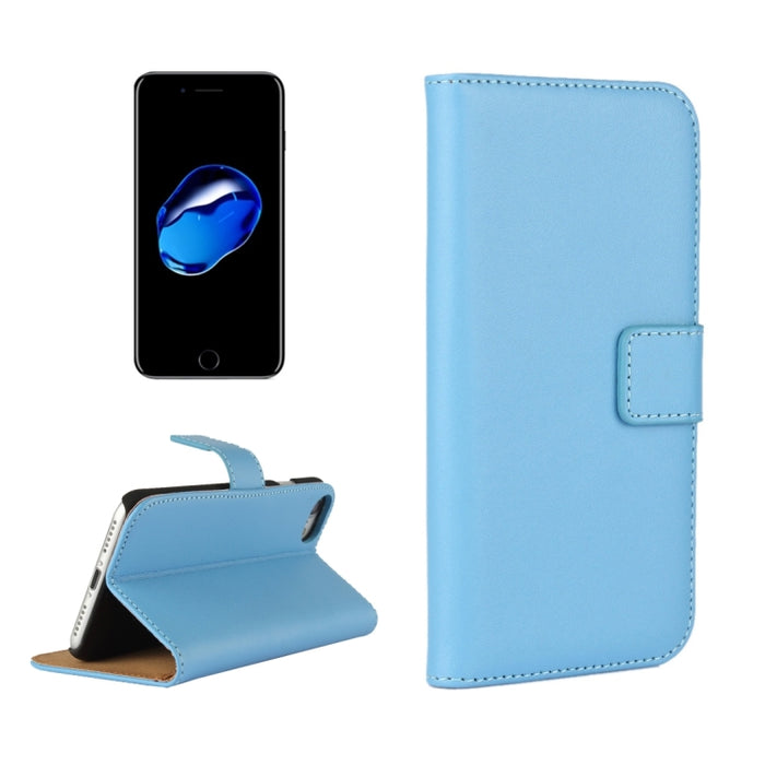 Para iPhone 8 y 7 Funda de cuero con tapa horizontal dividida genuina con soporte, ranuras para tarjetas y billetera