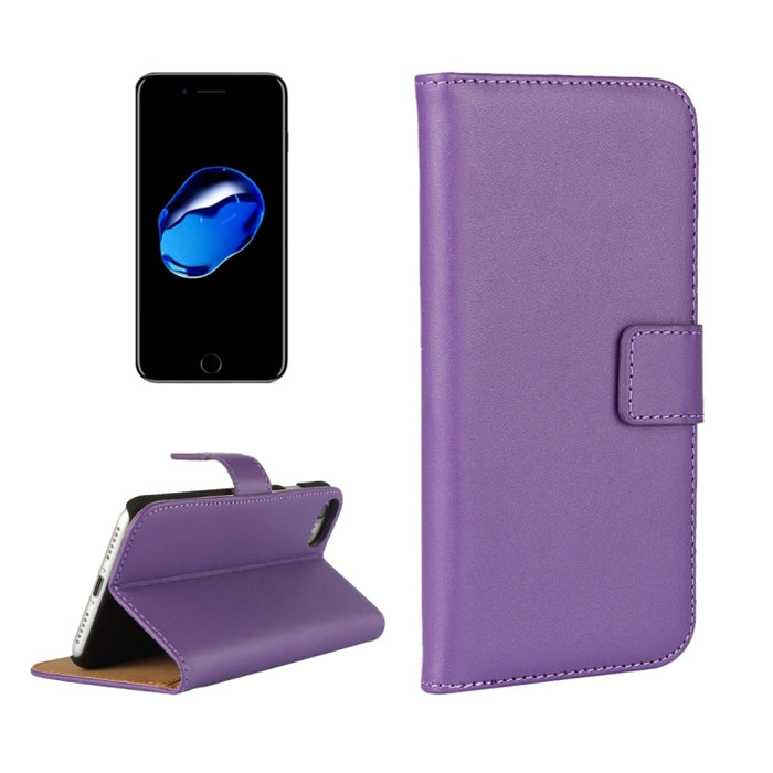 Para iPhone 8 y 7 Funda de cuero con tapa horizontal dividida genuina con soporte, ranuras para tarjetas y billetera