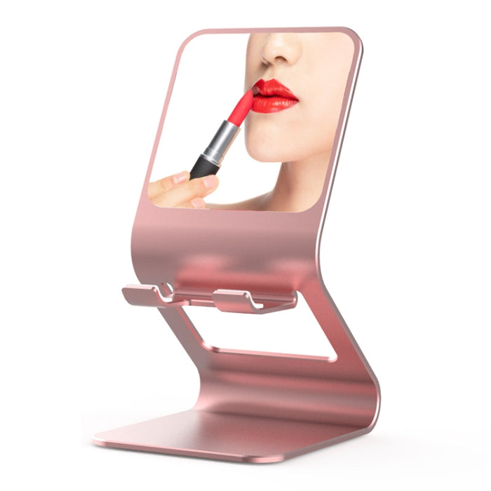 Soporte de escritorio de metal multifuncional universal para teléfono móvil/tableta PC con espejo de maquillaje